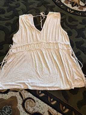 Maurices Cream Sleeveless V-Neck Tie-Back Tank